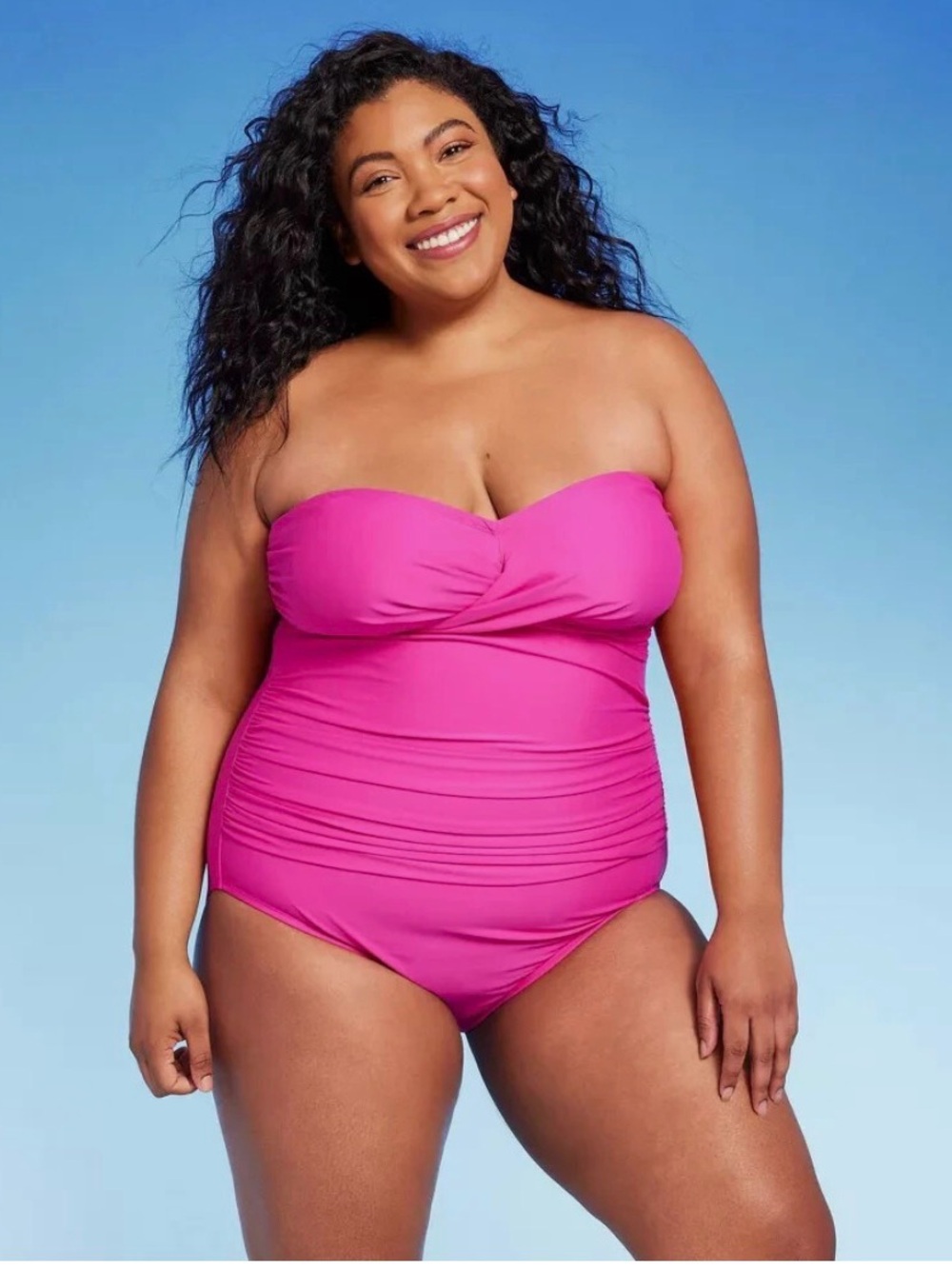 Kona Sol Pink Twist Front Swimsuit with Tummy Control Size 18 New With Tags - Picture 3 of 9